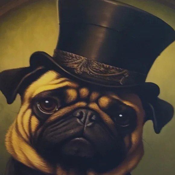 Regal Pug Portrait Canvas Art - Picture 2 of 5